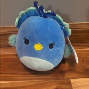 Blue and Yellow Pricilla Squishmallow Peacock Plush Toy
